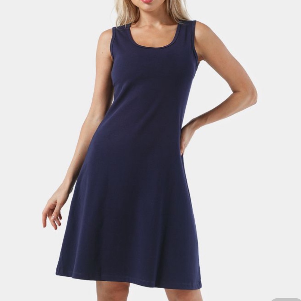 Charming Charlie navy blue sleeveless stretch shift dress size medium